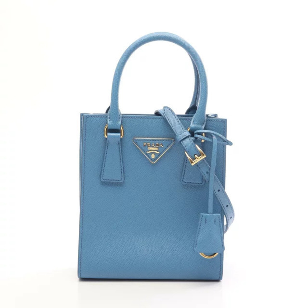 Prada Saffiano Lux Leather Shoulder Bag Blue